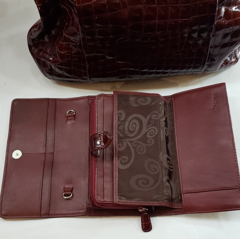 Sold Brighton Dark Red/Burgundy Croc Purse + Bonus - Picture 7 of 8